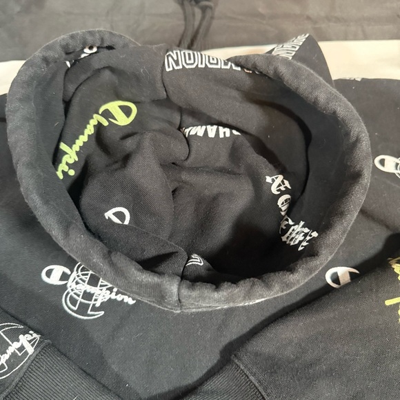 Champion Black Hoodie with White and Yellow Logos - Picture 12 of 12